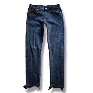 Agolde Toni Black Mid‎ Rise Skinny Leg Distressed Crop Jeans Raw Hem 28